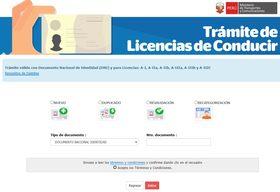 Plataforma oficial del MTC